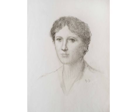 HENRY HOLIDAY (1839-1927) Head and shoulders portrait of a lady, signed with initials, pencil drawing, 31 x 28cm (im), 56 x 3