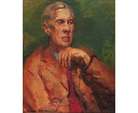 ALEXANDER HODGKINSON (20TH CENTURY) Portrait of the conductor Alec Dempster, signed and dated 1955, with nude painted to vers