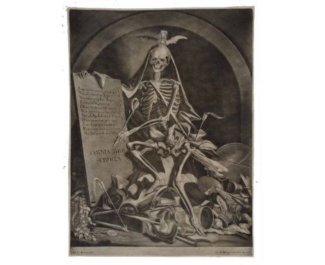 JOHANN JACOB RIDINGER AFTER JOHANN ELIAS RIDINGER 'Omnia Mihi Subdita' (The Rule of Death), mezzotint, 55 x 42cm, unframed