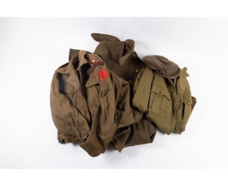 WWII Royal Artillery khaki uniform: major's battle dress blouse with printed Royal Artillery titles and Anti Aircraft Command