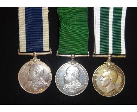 Naval LS &amp; GC, Edward VII issue (C.J. Gregory AB HMS King Alfred) VF/GVF. RNR LS medals (2): Edward VII issue (D877 W T S