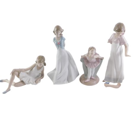 Four Nao figures, comprising Ballerina and children, and a Nao dove, the largest 23cm high. (5) 