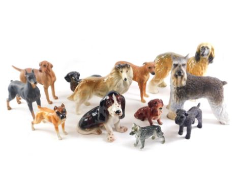 A quantity of ceramic dogs, various breeds. (1 tray) 