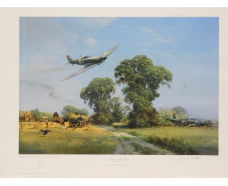 After Frank Wooton. Down on the Farm (Battle of Britain), limited edition signed print, 58cm x 74cm. 