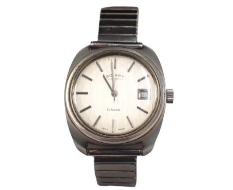 A Rotary gent's wristwatch, with a silvered dial, stainless steel case, on expanding strap, with twenty one jewel movement an
