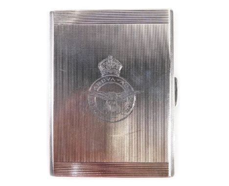 A George VI silver cigarette case, with engine engraved central RAF motif, inscribe PER ARDVA AD ASTRA, inscribed from Mother