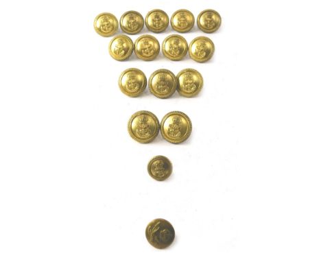 A collection of Royal Navy brass buttons, by J R Gaunt &amp; Sons Ltd (14) a smaller version and an RAF button. (16) 