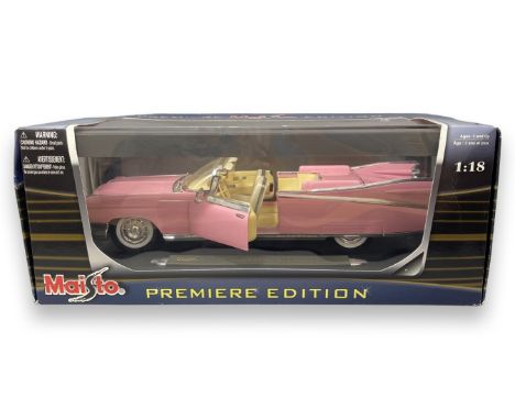 Maisto,Premiere Edition Pink Cadillac, Eldorado Biarritz 1959 1:18 size model car, in good condition with original box and ba
