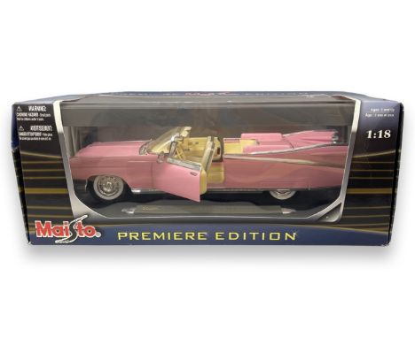 Maisto,Premiere Edition Pink Cadillac, Eldorado Biarritz 1959 1:18 size model car, in good condition with original box and ba