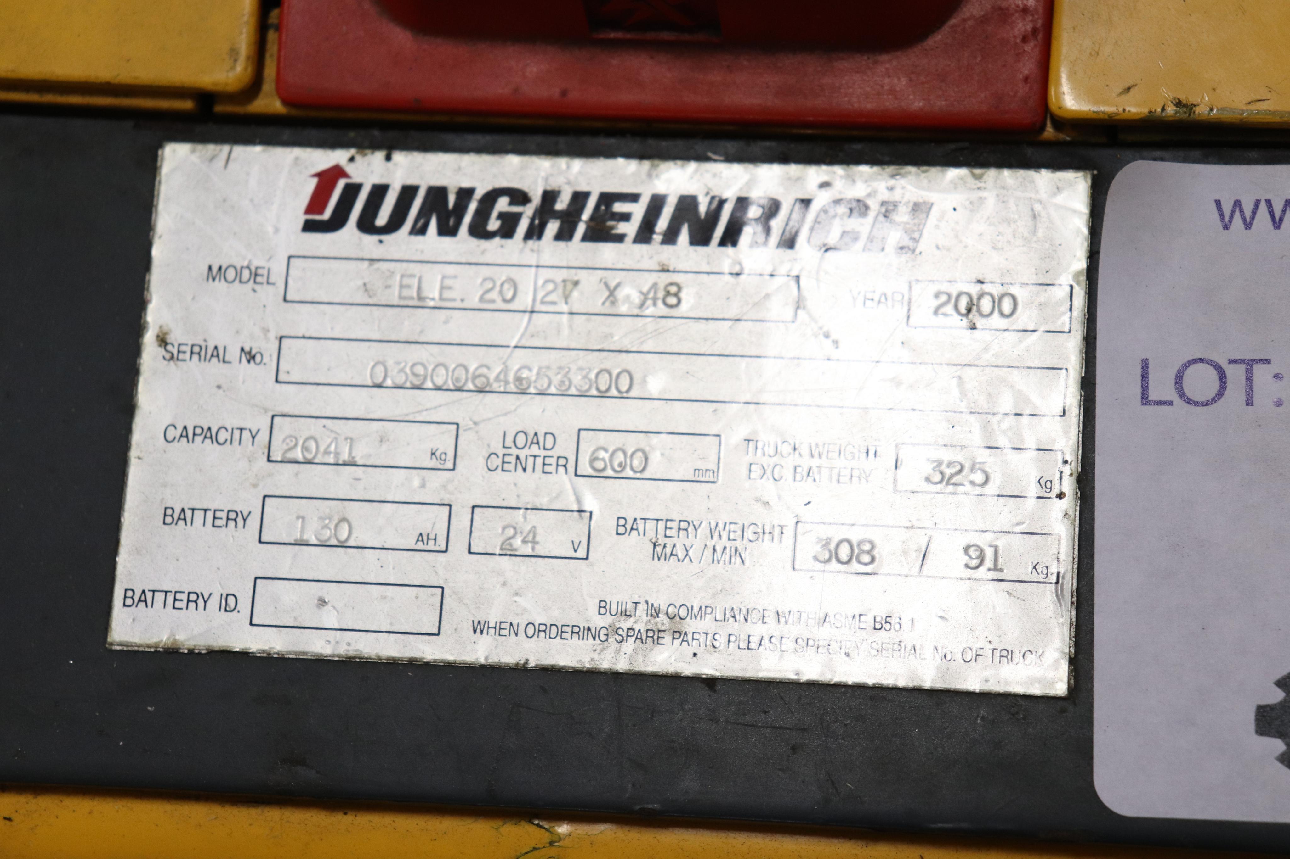 Jungheinrich ELE.20 27 x 48 electric pallet jack, new batteries 24v(2