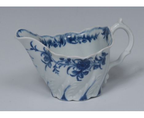 A Worcester rare low Chelsea ewer,  painted in underglaze blue with Chelsea Ewer Sprays pattern, 10.5cm wide,  crescent mark,