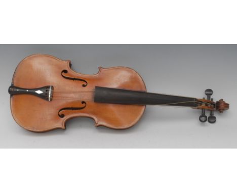 A 19th century Continental violin, 37.1cm two-piece back excluding button, interior label inscribed Antonius Stradivarius Cre
