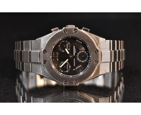 Chopard  - a lady's 8377 chronograph wristwatch, black dial, raised Roman numerals, triple subsidiary registers, luminous han