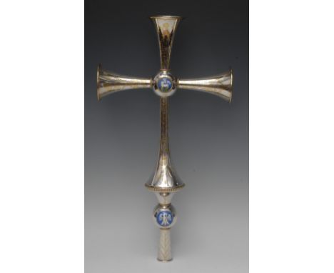 Walter Frank Knight OBE (1885 - 1972) - The Festival of Britain 1950-51 processional cross, silver-plated sheet copper, centr