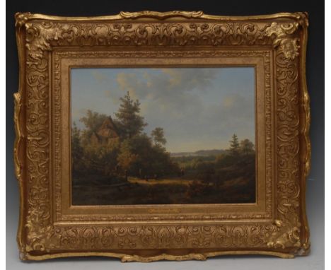 Cornelis  De Vogel   (Dutch, 1824-1879) The Cottager's Waysigned, titled mount, oil on panel, 29cm x 39cm