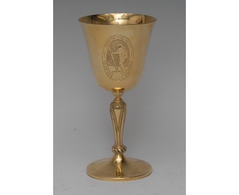 An Elizabeth II 18ct gold goblet, to commemorate the Moon landing, engraved with an astronaut and inscribed Man on the Moon 0