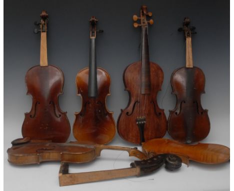 A 19th century violin, 37cm two-piece back excluding button, tramline purfling, interior label inscribed Copie de Nicolaus Am