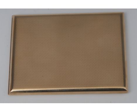 A 9ct gold  Asprey gold rectangular cigarette case, engine turned in chevron bands, 149.4g