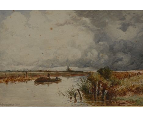 William Manners (1860 - 1930) The Norfolk Broadssigned, dated 1900, watercolour, 20cm x 29cm, contemporary manuscript present
