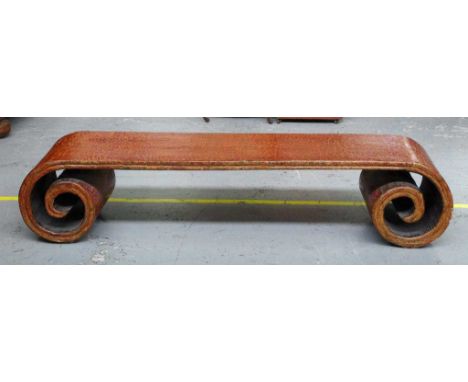 Chinese scrolled end of bed bench 178cm wide, 44cm deep, 37cm high approx