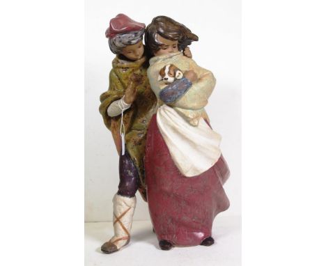 Lladro boy & girl figure with dog marked to base and # 1279. Height 36cm approx.
