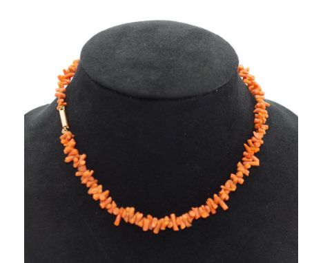Vintage coral necklace with 15ct gold hook