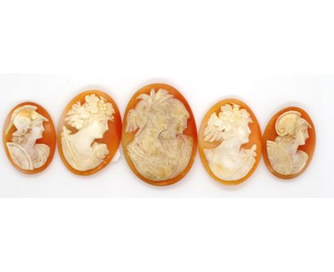 5 vintage carved cameos