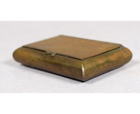 Antique Cornish brass snuff box inscribed H. Wright St. Niot 1864, 4.5cm x 7.5cm approx.