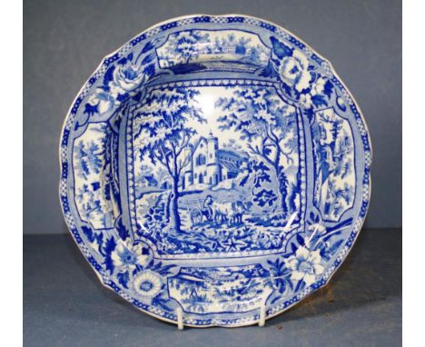 Antique Spode transfer ware soup plate C:1820, 24cm diameter approx.