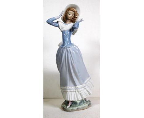 Lladro woman in blue dress figure Height 35cm approx.