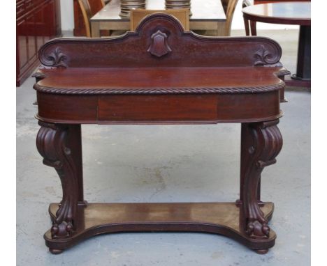 Victorian mahogany console table with drawer, 123cm wide, 50cm deep, 106cm high approx