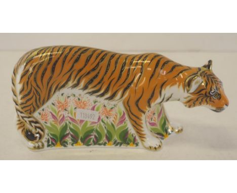 Royal Crown Derby 'Sumatran Tigress" paperweight with gold button seal to base, height 10cm approx