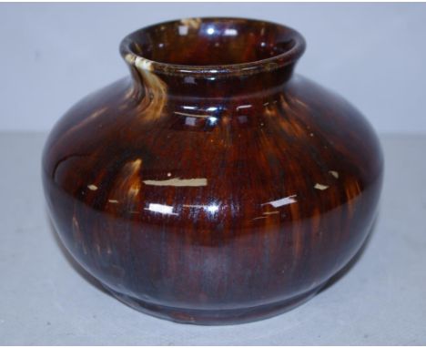 Vintage John Campbell Australian pottery vase brown glaze, inscribed 'JC'  to base. Height 11cm approx.