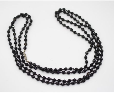 Vintage opera length French jet necklace