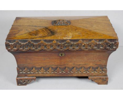 Regency period rosewood tea caddy 33cm wide, 17.5cm deep, 20cm high