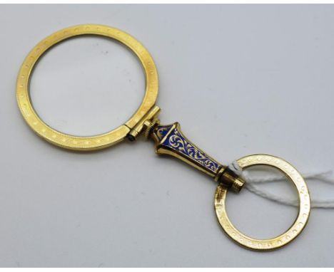 Antique gilt & enamel magnifier