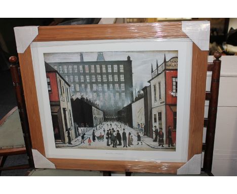 After Lowry, a colour reproduction print titled Street Scene (Southport), 59cm by 41cm