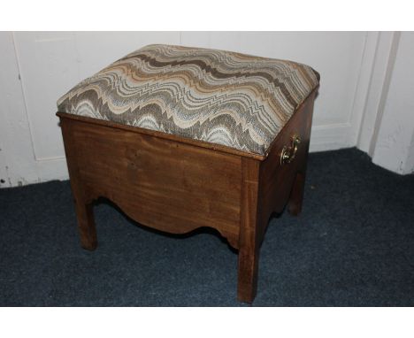 A George III walnut framed tapestry stool with padded upholstered seat over storage on chamfered legs, 52cm