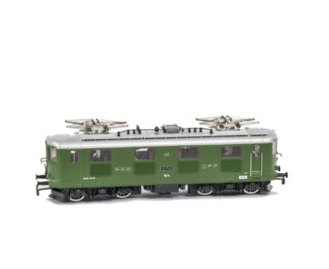 A HAG H0 Gauge 3-rail Swiss Re4/4 Serie 1 Electric Locomotive, ref 235, a 3-rail AC version in SBB/CFF light green livery as 