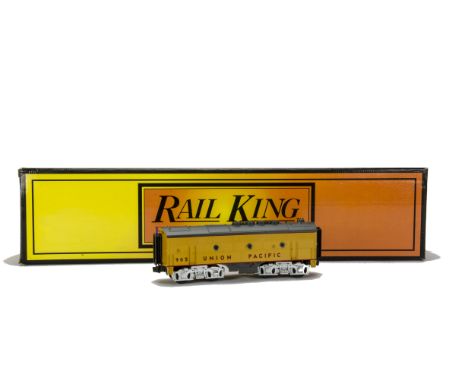 American 0 Gauge 3-rail F-3 Diesel Locomotive Set by Rail-King (MTH), in Union Pacific yellow/red, comprising powered and unp