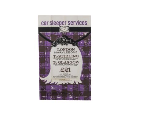 A 1963 London Midland Region Poster, original example advertising Car Sleeper Services London Marylebone, to Stirling and to 