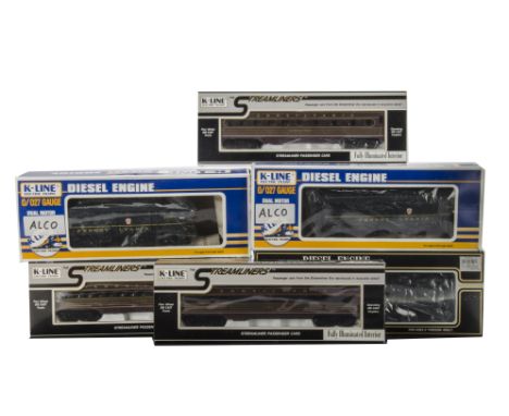 American 0 Gauge 3-rail Alco Diesel Locomotive Set and Coaching Stock by K-Line, in Pennsylvania dark green, comprising power
