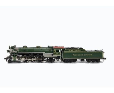 An American 0 Gauge 3-rail Southern RR ‘Pacific’ Steam Locomotive and Tender by MTH, finished in ‘Crescent Limited’ green as 