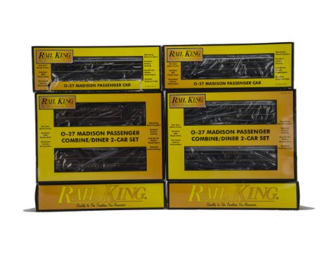 American 0 Gauge 3-rail ‘Madison’ Coaching Stock by Rail-King (MTH), in ‘Wabash’ dark blue, comprising separate Coach cars (2