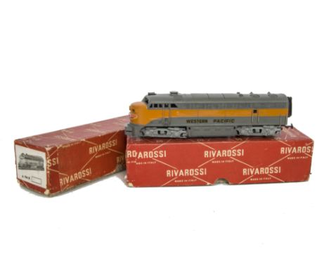 Boxed Rivarossi H0 Gauge American Western Pacific Diesel Locomotives, comprising two ref A FM/R powered ‘A’ units in NP grey/