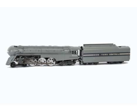 An American 0 Gauge 3-rail NYC RR ‘Dreyfuss Hudson’ Steam Locomotive and Tender by MTH, finished in NYC two-tone grey as no 5
