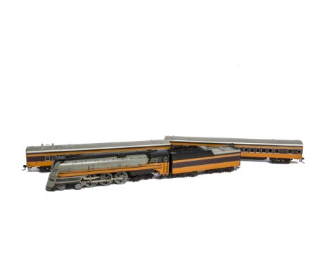 An NKP H0 Gauge Milwaukee Road streamlined 4-6-4 Steam Locomotive and Coaching Stock, the loco a streamlined F-7 class no 100