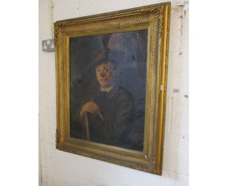 Oil on canvas in gilt frame - Portrait of gentleman A/F
