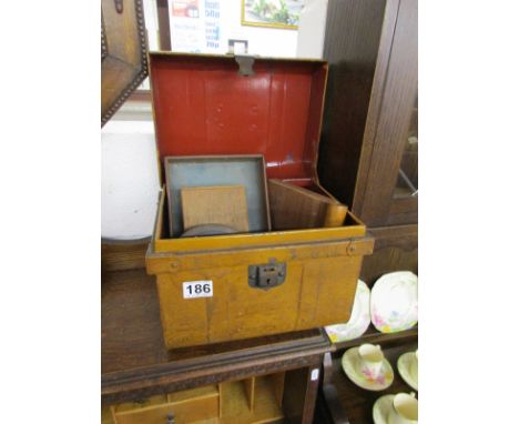 Small metal trunk and contents