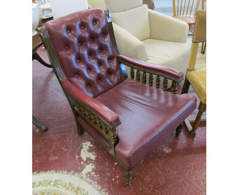 Good quality button back library armchair